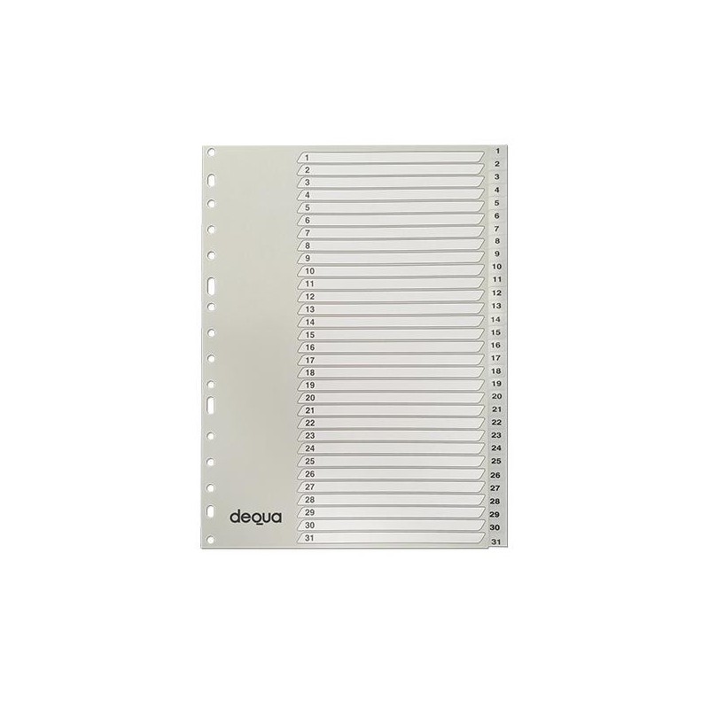 Índice numérico 1-31 Dequa - PP - Folio - Color gris