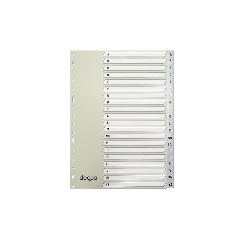 Índice alfabético Dequa - Multitaladro - PP - A4 - Color gris