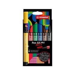 Rotulador Stabilo Pen 68 Max Arty Line - Punta 1-5 mm - Colores surtidos - Estuche 6 ud.