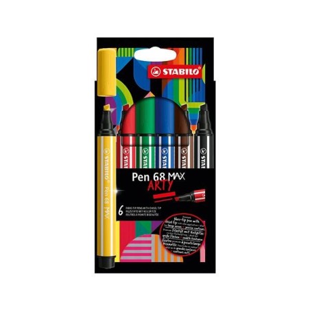 Rotulador Stabilo Pen 68 Max Arty Line - Punta 1-5 mm - Colores surtidos - Estuche 6 ud.