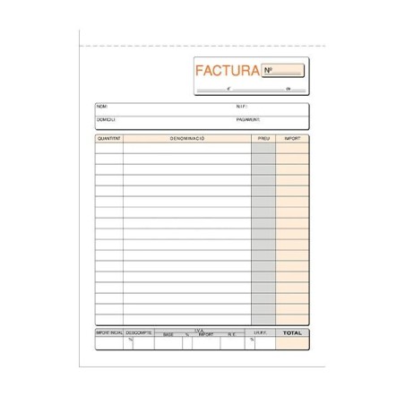Talonario facturas Loan - Catalán - 4 natural - Duplicado - 50 x 2 hojas