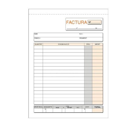 Talonario facturas Loan - Catalán - 4 natural - Triplicado - 50 x 3 hojas