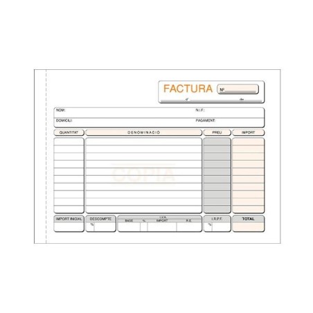 Talonario facturas Loan - Catalán - 4 apaisado - triplicado - 50 x 3 hojas