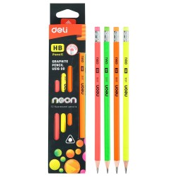 Lápiz grafito Deli Extend Extend Scribe Neon - HB - Con goma - Colores surtidos (PACK INDIVISIBLE DE 12 UNIDADES)