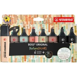 Marcador fluorescente Stabilo Boss NatureColors - Punta biselada - Trazo 2 mm y 5 mm - Colores surtidos - Set 8