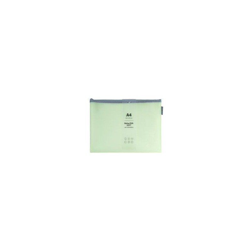Bolsa con zip Grafoplas - A4 - Eva soft- Color mint soft Bolsa con zip Grafoplas - A4 - Eva soft- Color mint soft