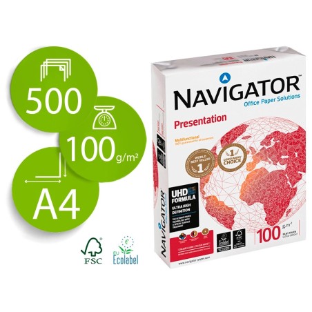 Papel fotocopiadora navigator DIN A4 100 gramos papel multiuso ink-jet y laser paquete de 500 hojas