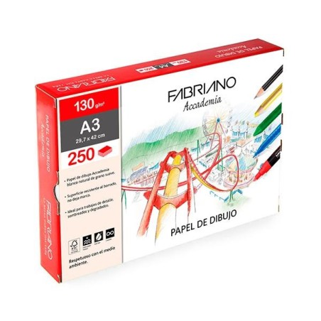 Papel de dibujo Fabriano - A4 - 130 g (PACK INDIVISIBLE DE 250 UNIDADES)
