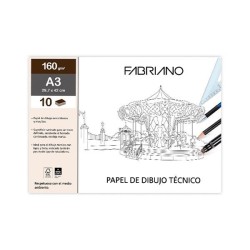Papel de dibujo lineal Fabriano - A4 - 160 g - Pack 10 hojas