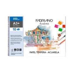 Bloc papel acuarela Fabriano - Espiral - A3+ - 350 g - 10 hojas