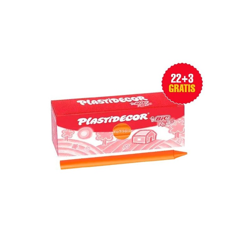 Ceras plásticas Plastidecor - Color naranja - Caja 25 ud
