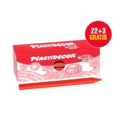Ceras plásticas Plastidecor - Color rojo - Caja 25 ud