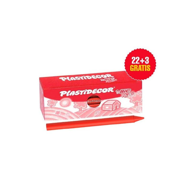 Ceras plásticas Plastidecor - Color rojo - Caja 25 ud