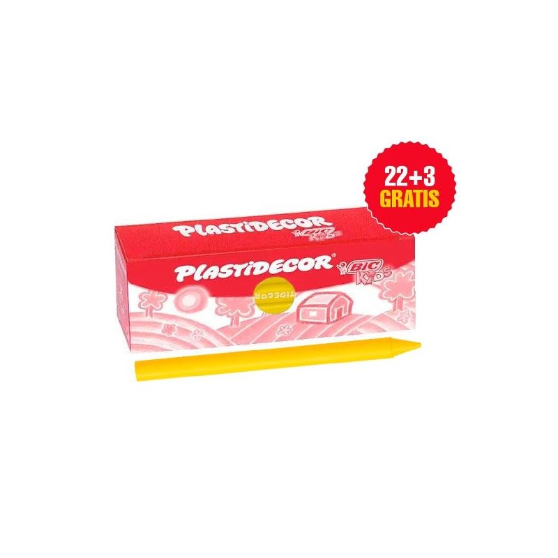 Ceras plásticas Plastidecor - Color amarillo - Caja 25 ud