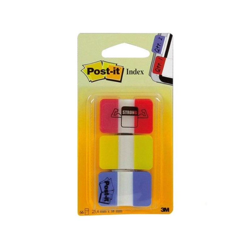 Banderitas adhesivas Post-it - 25 x 38 mm - Colores surtidos Pack 66 índices