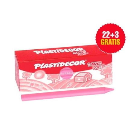 Ceras plásticas Plastidecor - Color rosa - Caja 25 ud