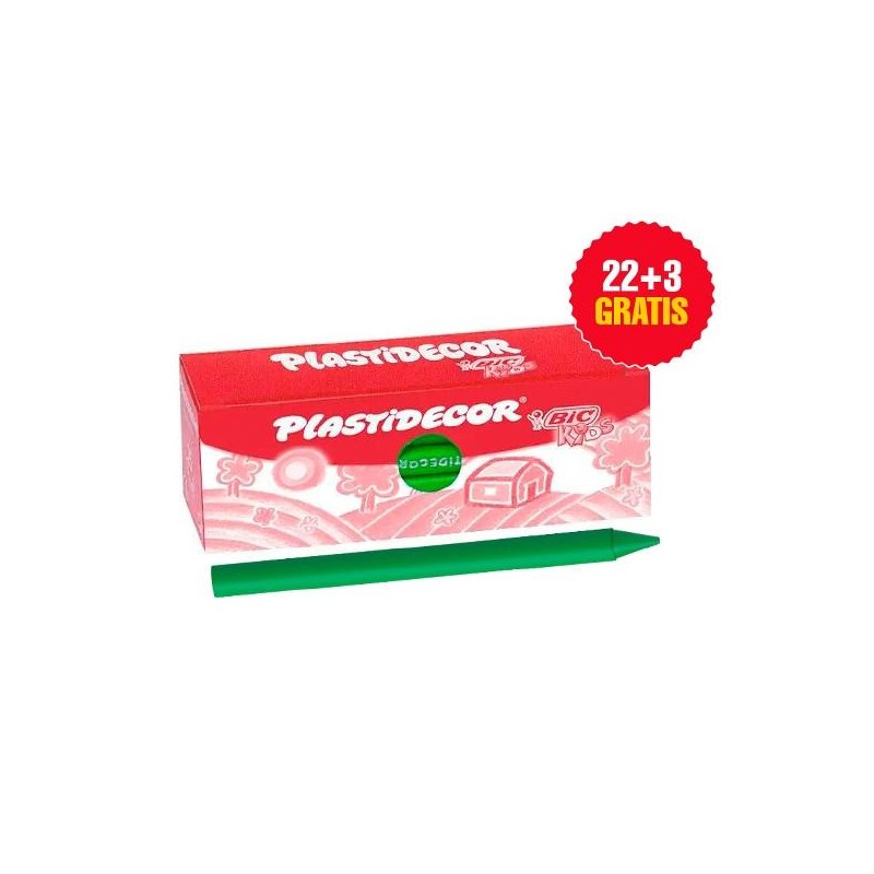 Ceras plásticas Plastidecor - Color verde claro - Caja 25 ud Ceras plásticas Plastidecor - Color verde claro - Caja 25 ud