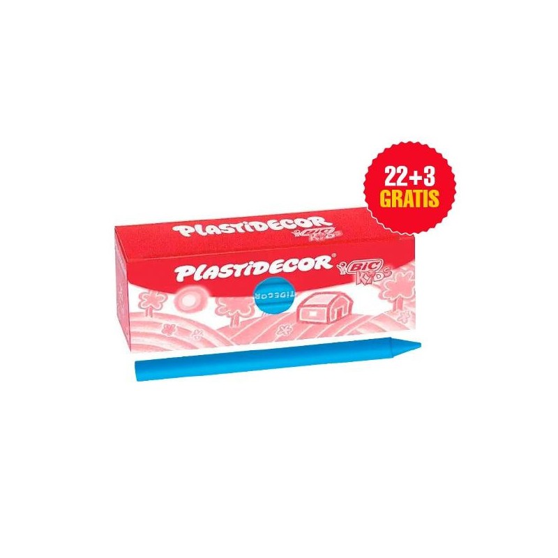 Ceras plásticas Plastidecor - Color azul claro - Caja 25 ud