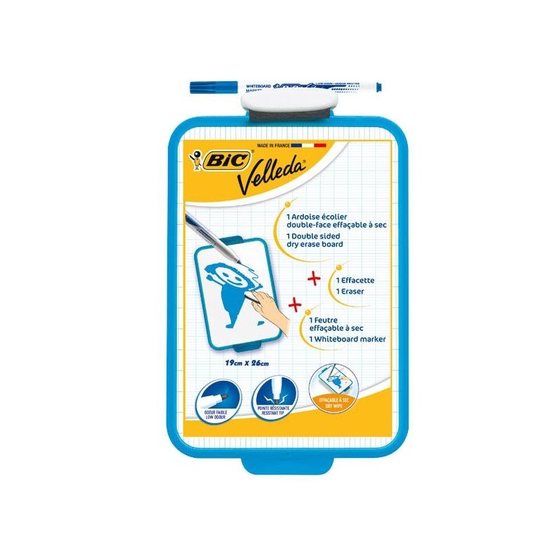 Pizarra escolar Bic Velleda - No magnética - Doble - 19 x 26 cm