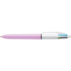 Bolígrafo retráctil Bic 4 colores Fun - Punta 1 mm - Color rosa, morado, turquesa y verde lima