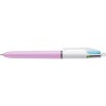 Bolígrafo retráctil Bic 4 colores Fun - Punta 1 mm - Color rosa, morado, turquesa y verde lima