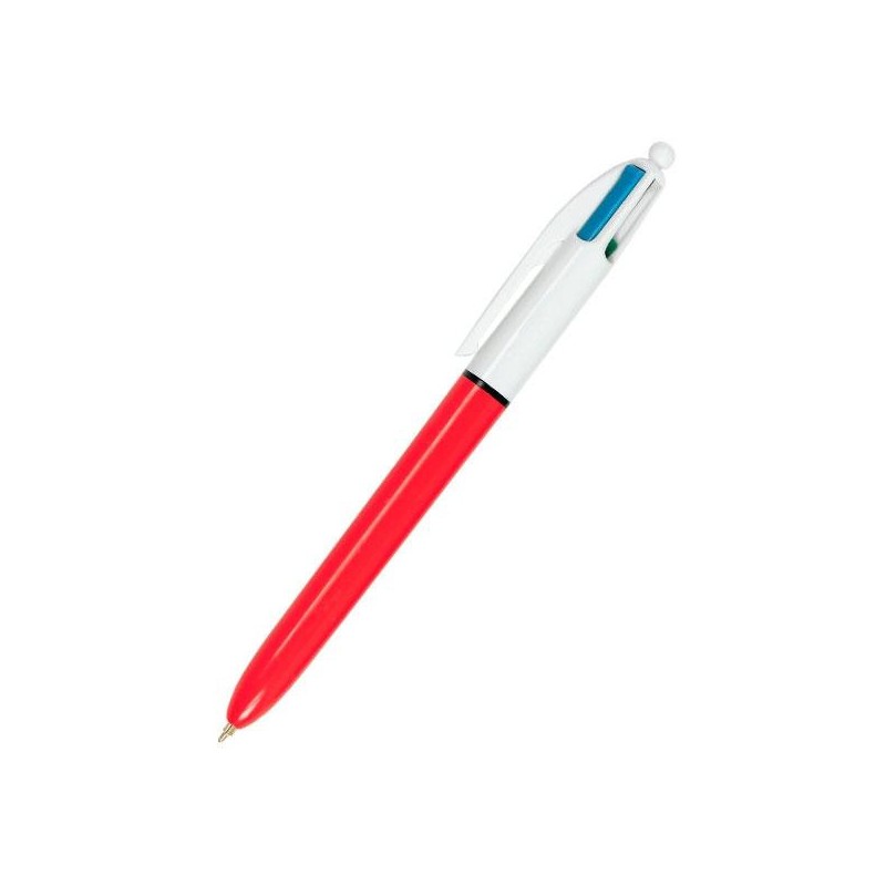 Bolígrafo retráctil Bic 4 colores Fine - Punta 0,8 mm - Color negro, azul, rojo y verde