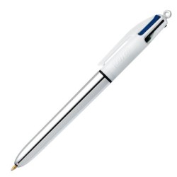 Bolígrafo retráctil Bic 4 colores Shine - Punta 1 mm - Color negro, azul, rojo y verde