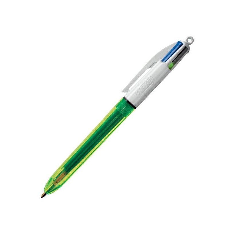 Bolígrafo retráctil Bic 4 colores Fluo - Punta 1 mm - Color negro, azul, rojo y amarillo fluorescente Bolígrafo retráctil Bic 4 colores Fluo - Punta 1 mm - Color negro, azul, rojo y amarillo fluorescente