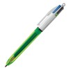 Bolígrafo retráctil Bic 4 colores Fluo - Punta 1 mm - Color negro, azul, rojo y amarillo fluorescente