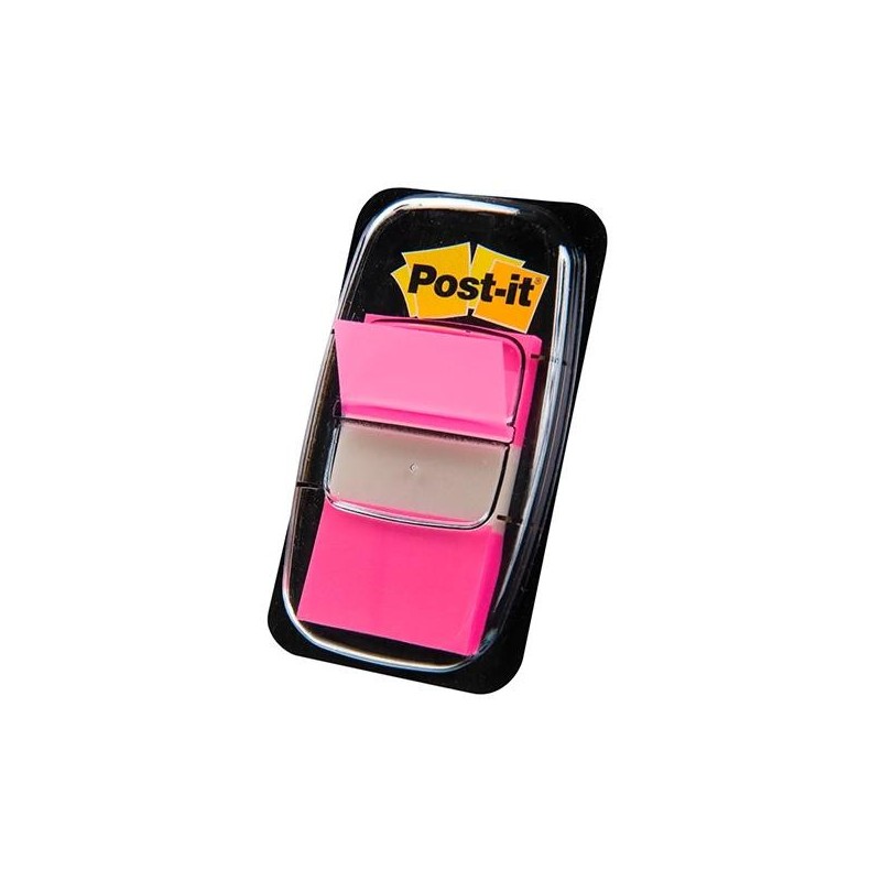 Banderitas adhesivas con dispensador Post-it - 25,4 x 43,1 mm - Color rosa brillante - Pack 50 índices Banderitas adhesivas con dispensador Post-it - 25,4 x 43,1 mm - Color rosa brillante - Pack 50 índices