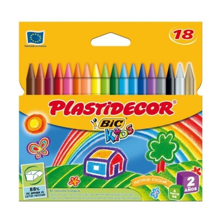 Ceras plásticas Plastidecor - Colores surtidos - Estuche 18 ud