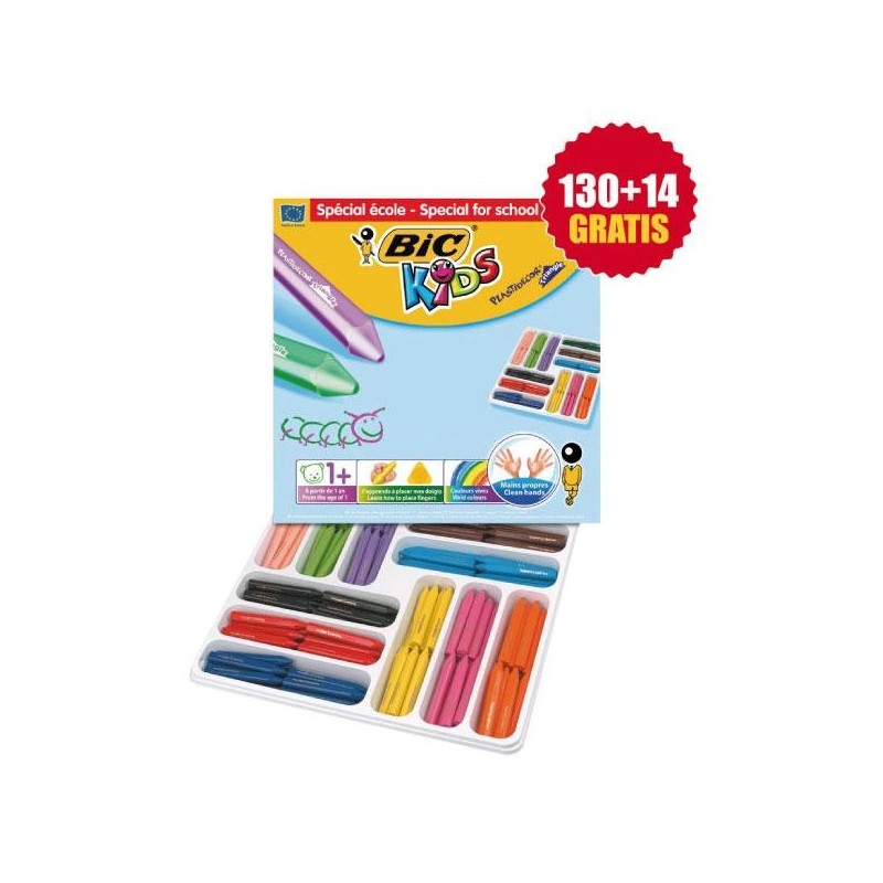 Ceras plásticas Plastidecor peques - Colores surtidos - School Pack 130 + 14 ud Ceras plásticas Plastidecor peques - Colores surtidos - School Pack 130 + 14 ud