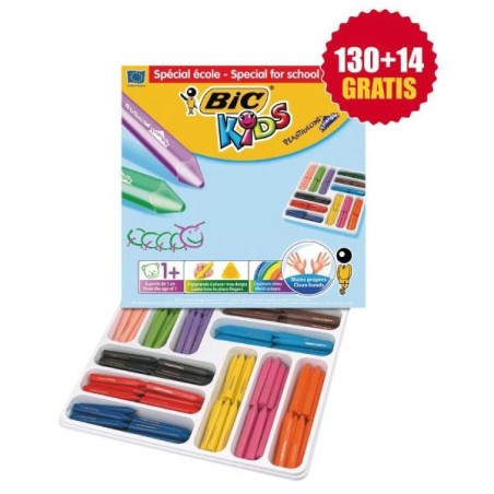 Ceras plásticas Plastidecor peques - Colores surtidos - School Pack 130 + 14 ud