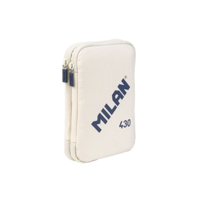 MILAN COLECCION 430 PLUMIER CON 2 GOMAS, SACAPUNTAS, LAPIZ, BOLIGRAFO P1 AZUL, REGLA, 12 LAPICES COLORES Y 18ROTULADORES - BEIGE