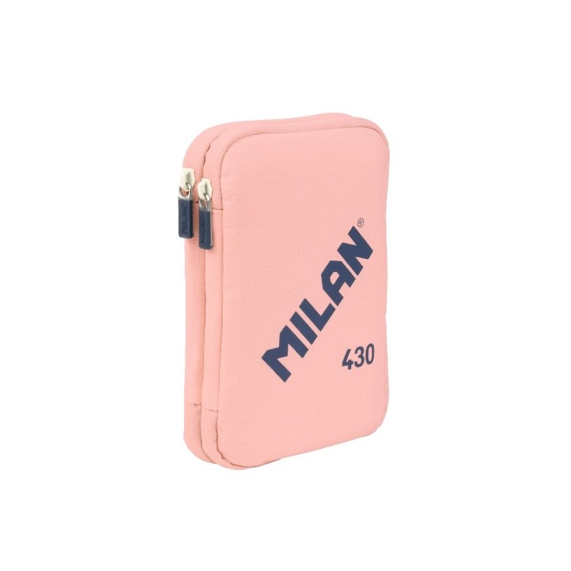 MILAN COLECCION 430 PLUMIER CON 2 GOMAS, SACAPUNTAS, LAPIZ, BOLIGRAFO P1 AZUL, REGLA, 12 LAPICES COLORES Y 18 ROTULADORES - ROSA