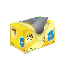 Notas adhesivas Post-it - 100 hojas - 38 x 51 mm - Color amarillo - Pack 16 blocs + 4 gratis