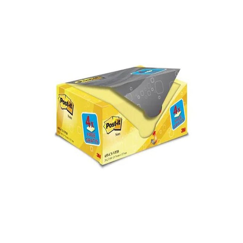 Notas adhesivas Post-it - 100 hojas - 76 x 127 mm - Color amarillo - Pack 16 blocs + 4 gratis Notas adhesivas Post-it - 100 hojas - 76 x 127 mm - Color amarillo - Pack 16 blocs + 4 gratis