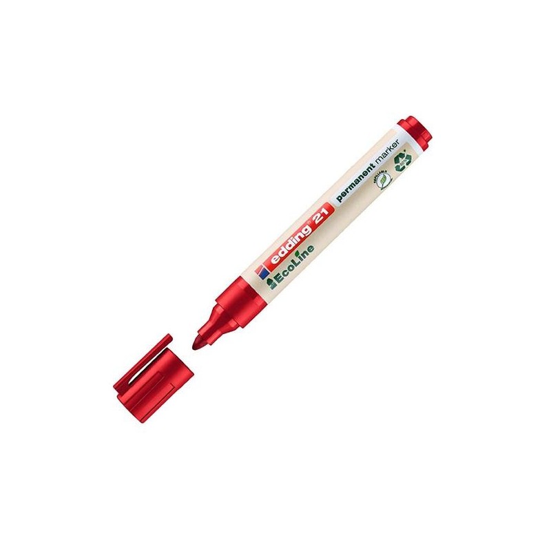Marcador permanente Edding Ecoline 21 - Punta cónica - Trazo 1,5 - 3 mm - Color rojo Marcador permanente Edding Ecoline 21 - Punta cónica - Trazo 1,5 - 3 mm - Color rojo