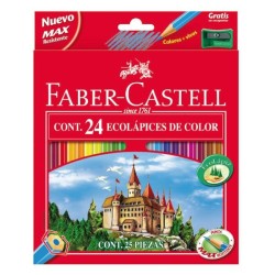 Lápiz de color Faber Castell - 3,5 mm - Colores surtidos - Estuche 24 ud - Incluye sacapuntas