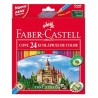 Lápiz de color Faber Castell - 3,5 mm - Colores surtidos - Estuche 24 ud - Incluye sacapuntas