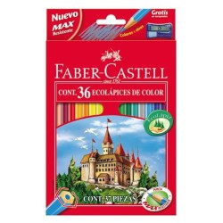 Lápiz de color Faber Castell - 3,5 mm - Colores surtidos - Estuche 36 ud - Incluye sacapuntas
