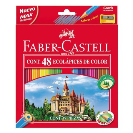 Lápiz de color Faber Castell - 3,5 mm - Colores surtidos - Estuche 48 ud - Incluye sacapuntas