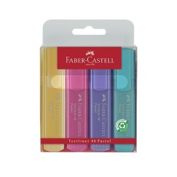 Marcador fluorescente Faber-Castell Textliner Pastel - Punta biselada - Trazo 1 mm a 5 mm - Colores surtidos - Pack 4 ud