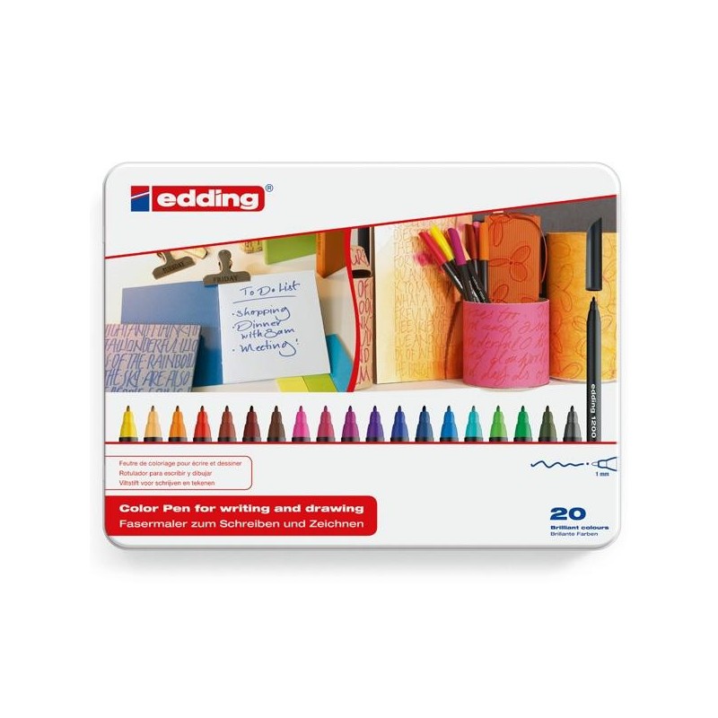 Rotulador edding 1200 - Trazo 1 mm - Colores surtidos - Estuche 20 ud Rotulador edding 1200 - Trazo 1 mm - Colores surtidos - Estuche 20 ud