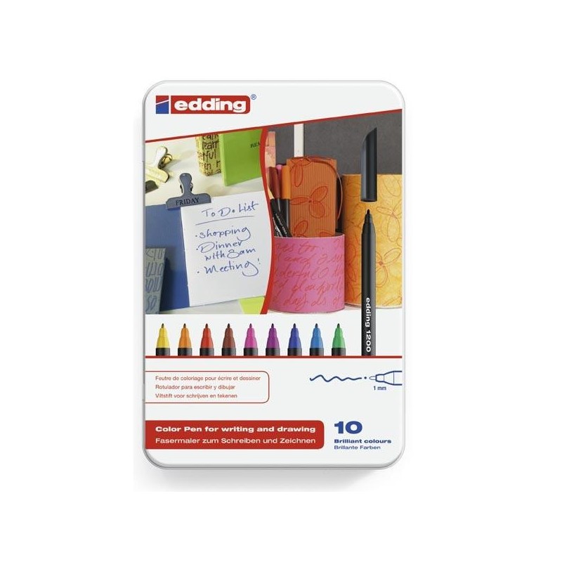 Rotulador edding 1200 - Trazo 1 mm - Colores surtidos - Estuche 10 ud Rotulador edding 1200 - Trazo 1 mm - Colores surtidos - Estuche 10 ud