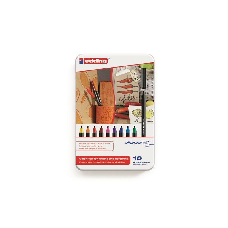 Rotulador edding 1300 - Trazo 2 mm - Colores surtidos - Estuche 10 ud Rotulador edding 1300 - Trazo 2 mm - Colores surtidos - Estuche 10 ud