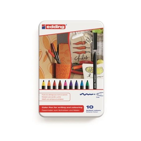 Rotulador edding 1300 - Trazo 2 mm - Colores surtidos - Estuche 10 ud