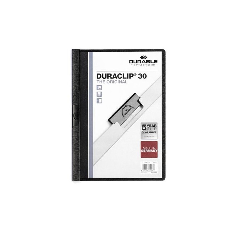 Dosier con clip Durable Duraclip - PVC - A4 - 30 hojas - Color negro