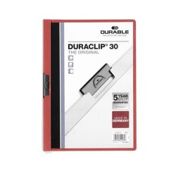 Dosier con clip Durable Duraclip - PVC - A4 - 30 hojas - Color rojo