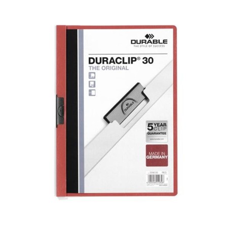 Dosier con clip Durable Duraclip - PVC - A4 - 30 hojas - Color rojo